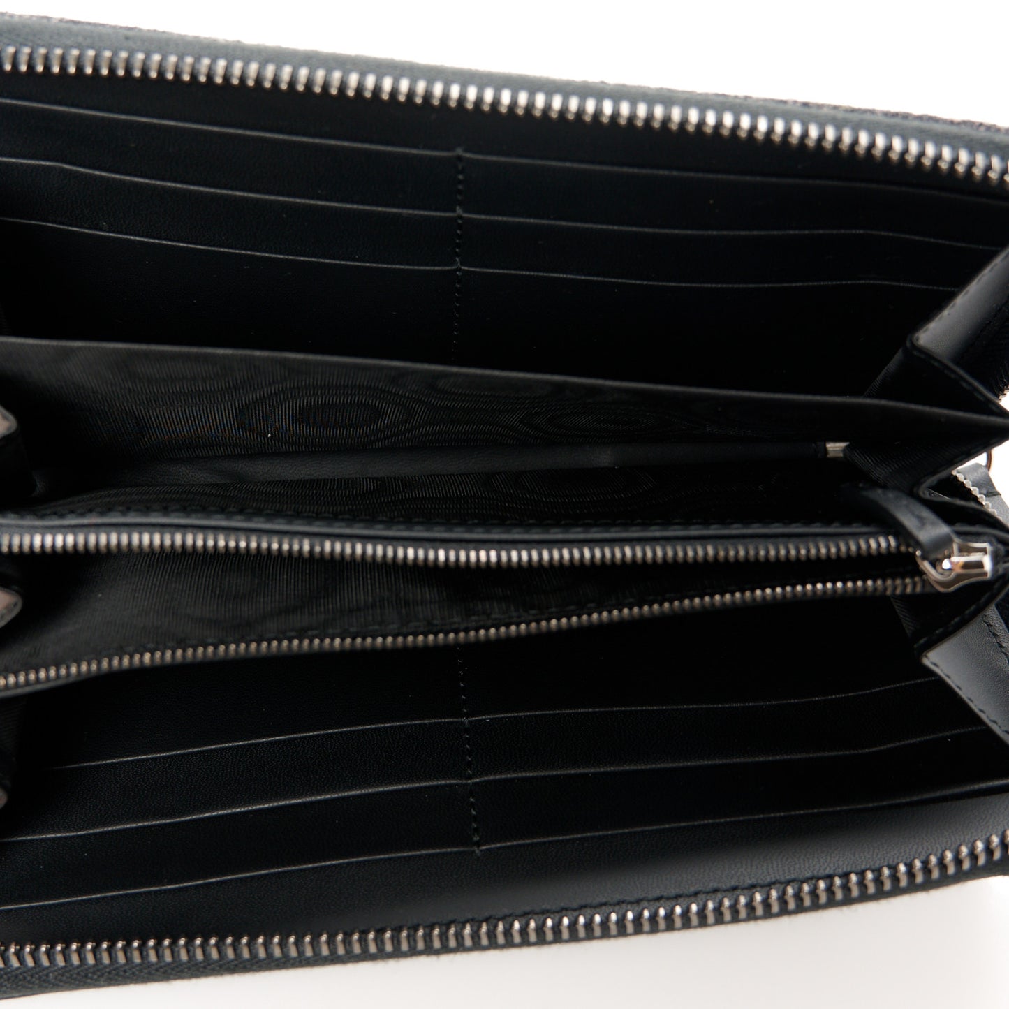 Calfskin Denim Monogram Marmont Zip Wallet Black