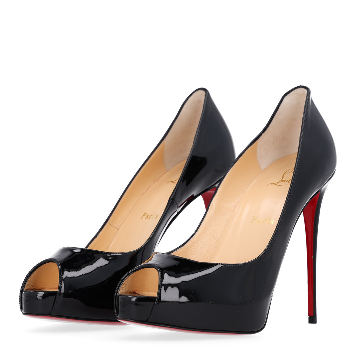 Christian Louboutin Patent Lady Peep 150 Pumps 38.5 Black 4 of 9