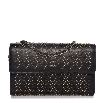 Chanel Lambskin Studded Wallet on Removable Chain Black 1 of 10