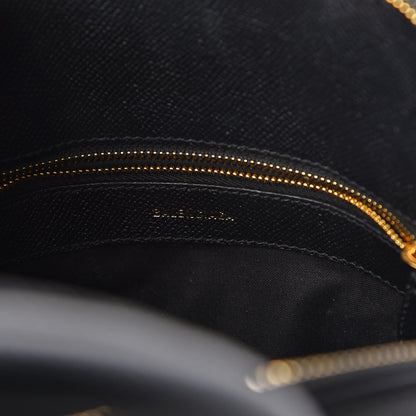 Balenciaga Signature Grained Calfskin Logo S Ville Top Handle Bag Black White 8 of 9