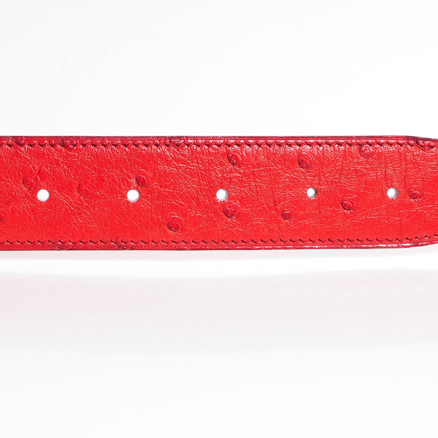 Ostrich Polished Constance 32mm H Belt 62 Rouge Vif