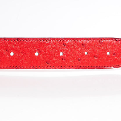 Hermes Ostrich Polished Constance 32mm H Belt 62 Rouge Vif 4 of 5