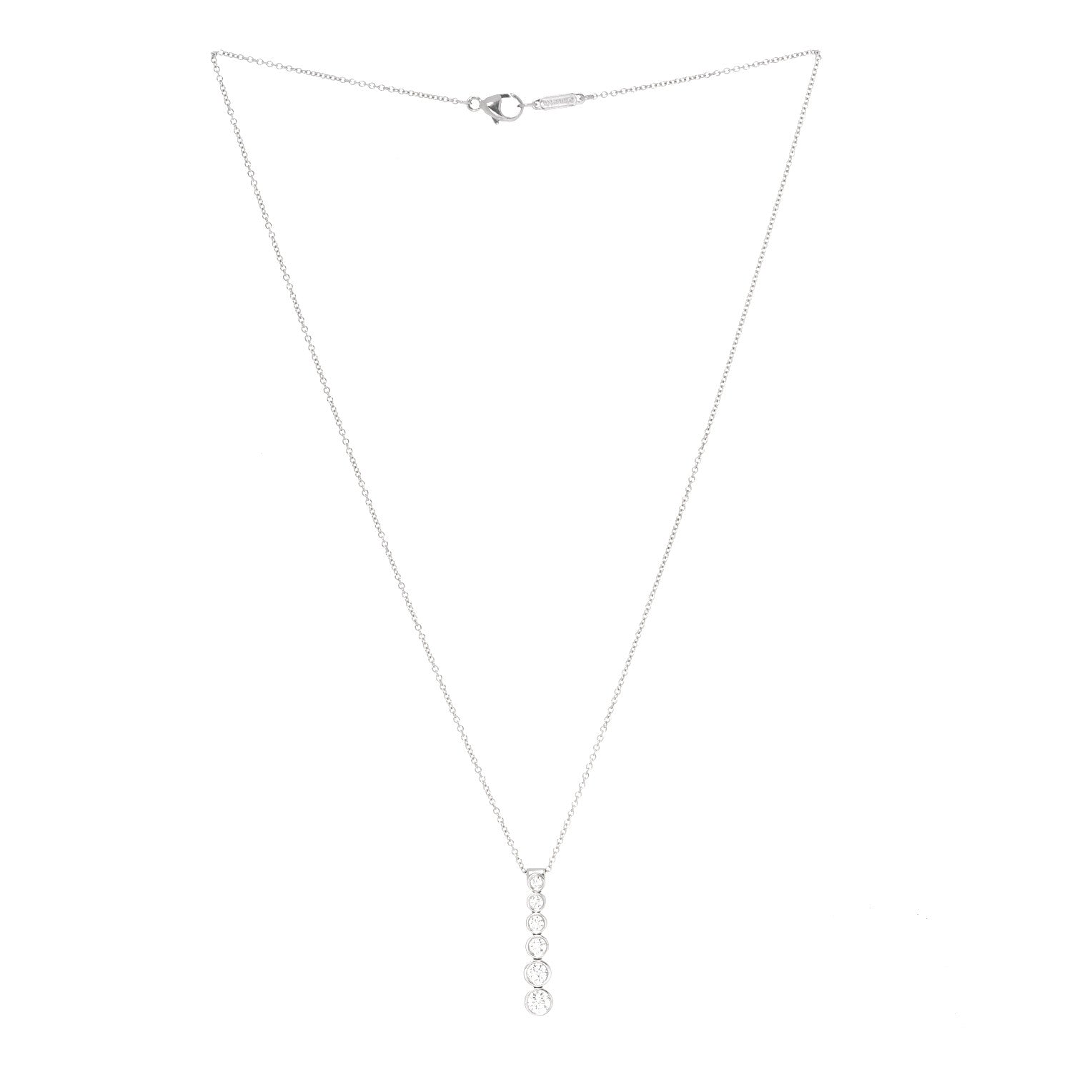 Tiffany Platinum Diamond Jazz Graduated Drop Pendant Necklace 2 of 4