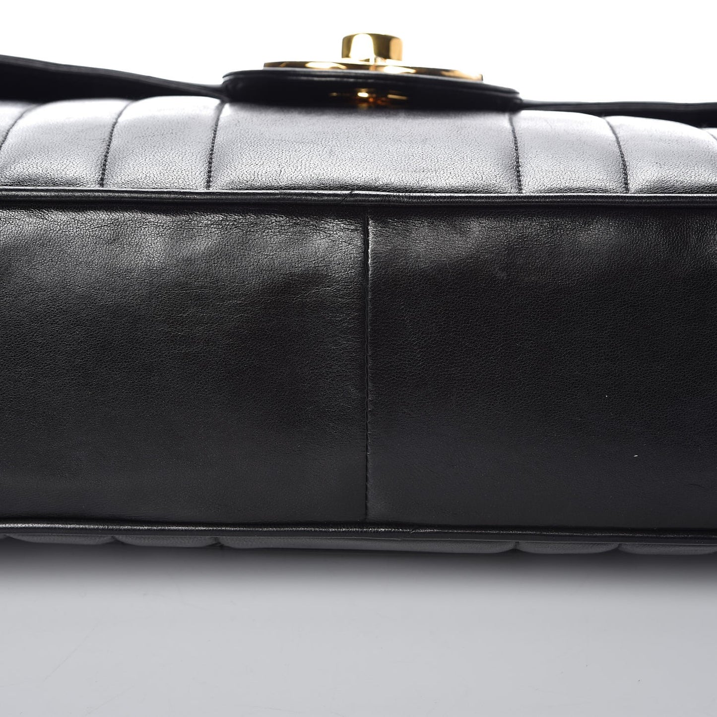 Lambskin Vertical Quilt Jumbo Single Flap Black