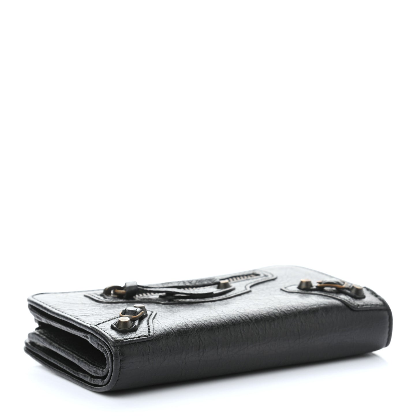 Agneau Classic Hardware Continental Zip Around Wallet Black