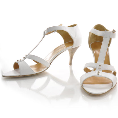 Hermes Leather T Strap Sandals 39 White 1 of 7