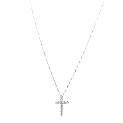 Tiffany Platinum Diamond Small Cross Pendant Necklace 2 of 7