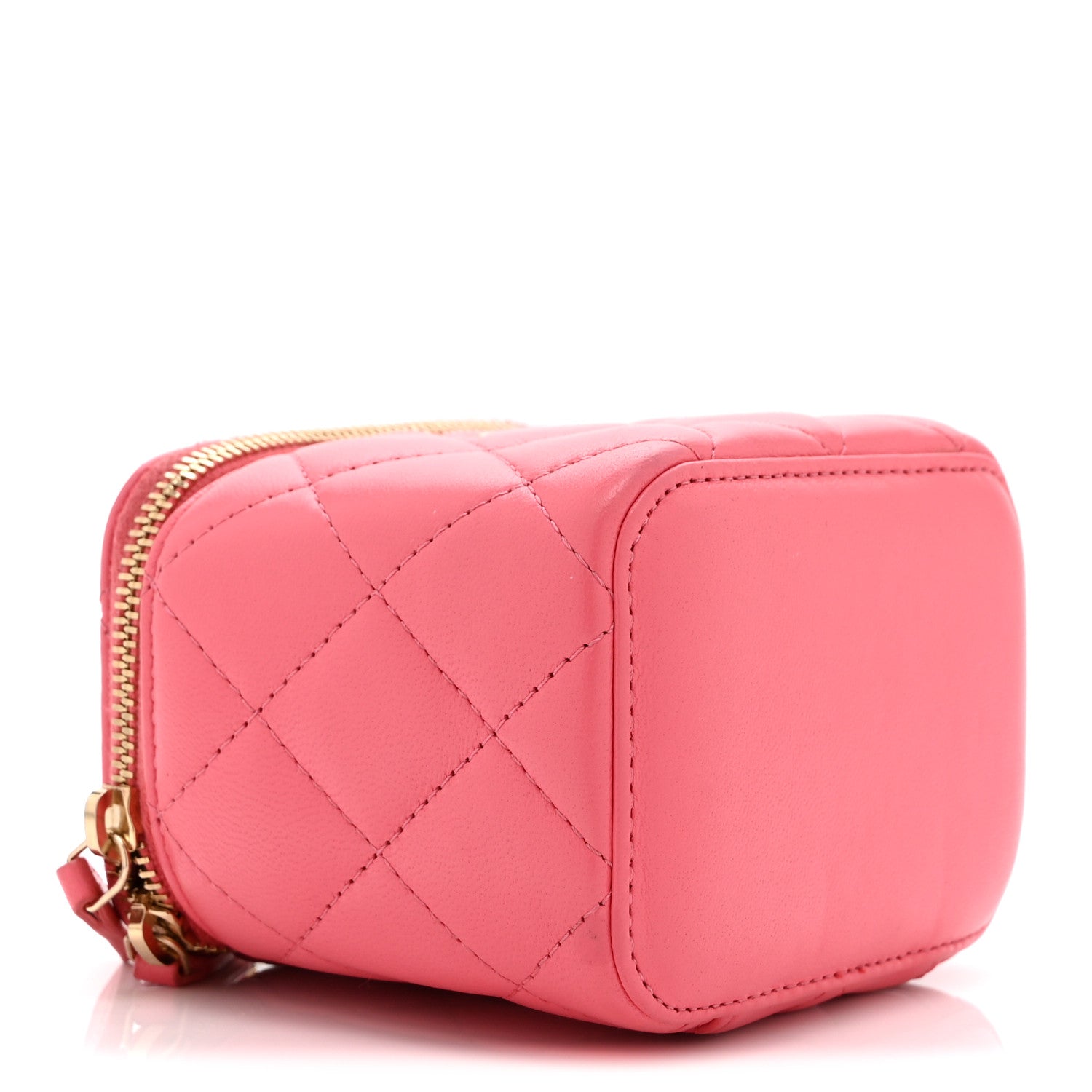 Chanel Lambskin Quilted Mini Vanity Case With Chain Pink 1881917