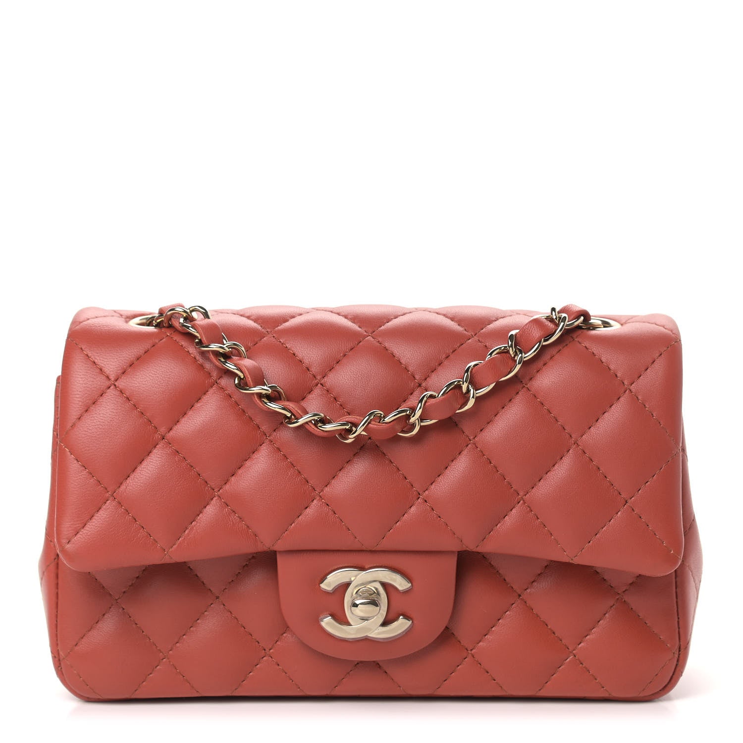 Chanel Lambskin Quilted Mini Rectangular Flap Brown 1 of 9
