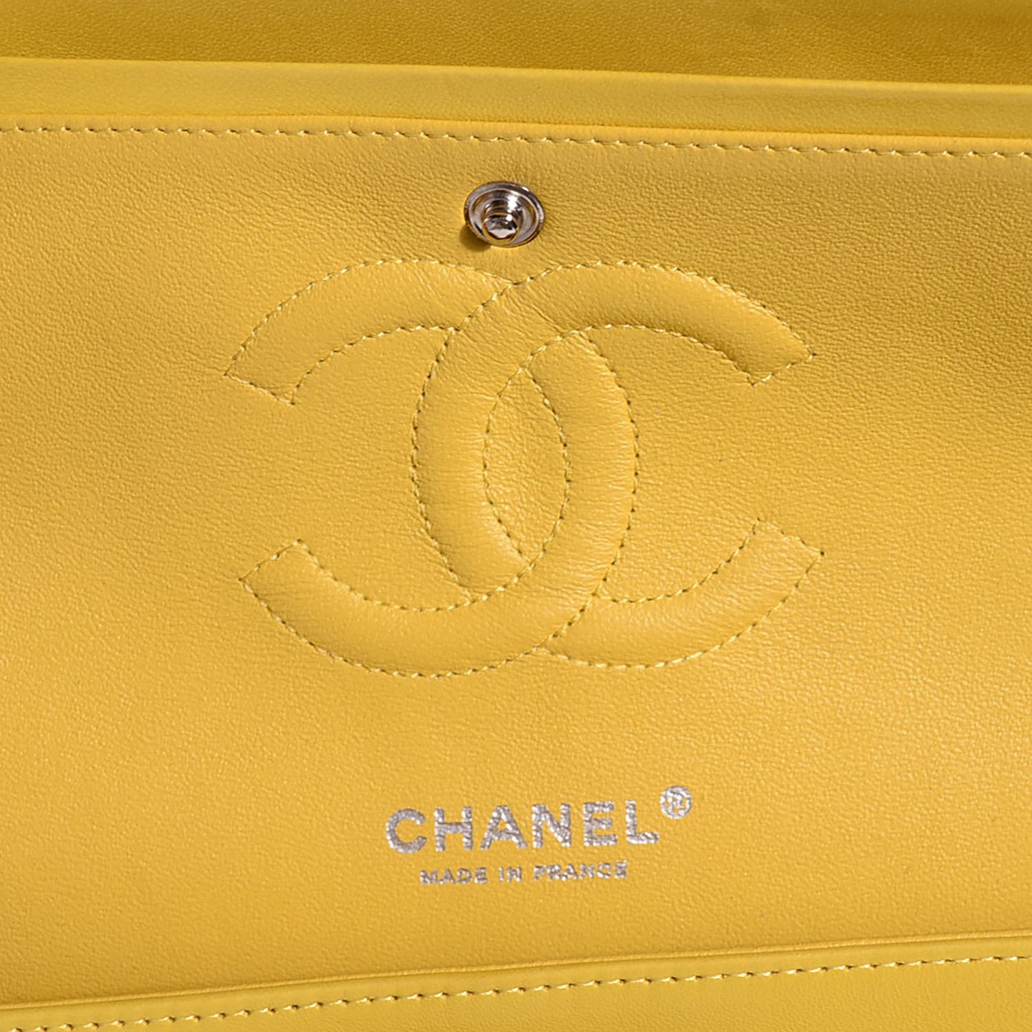 Lambskin Quilted Medium Double Flap Yellow