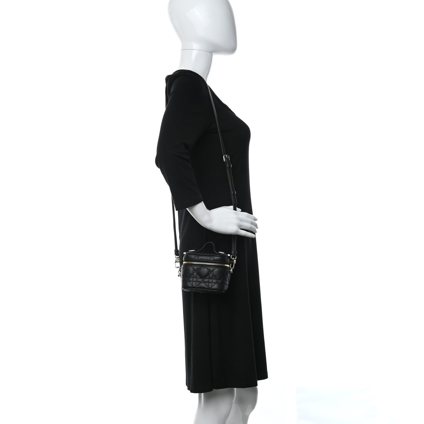 Lambskin Cannage Micro Lady Dior Vanity Case Black