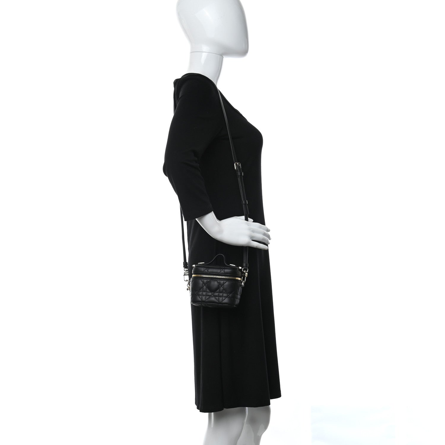 Christian Dior Lambskin Cannage Micro Lady Dior Vanity Case Black 2 of 8