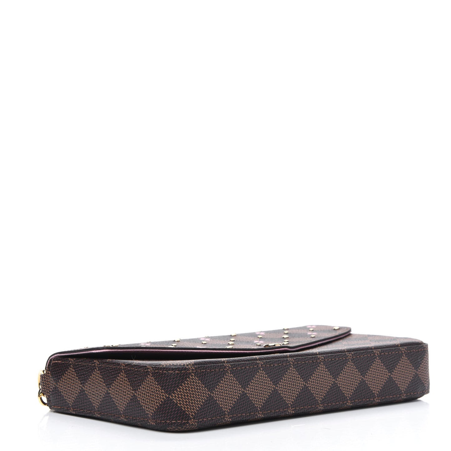 Damier Ebene Studded Pochette Felicie Chain Wallet