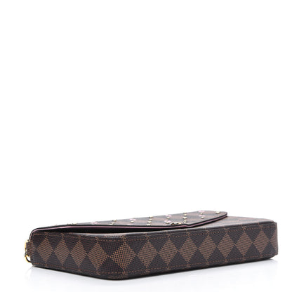Louis Vuitton Damier Ebene Studded Pochette Felicie Chain Wallet 3 of 5