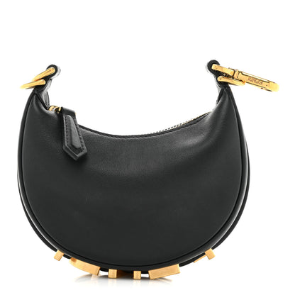 Fendi Vitello Grace Matte Nano Fendigraphy Hobo Charm Black 1 of 9