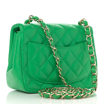 Chanel Lambskin Quilted Mini Square Flap Green 2 of 14