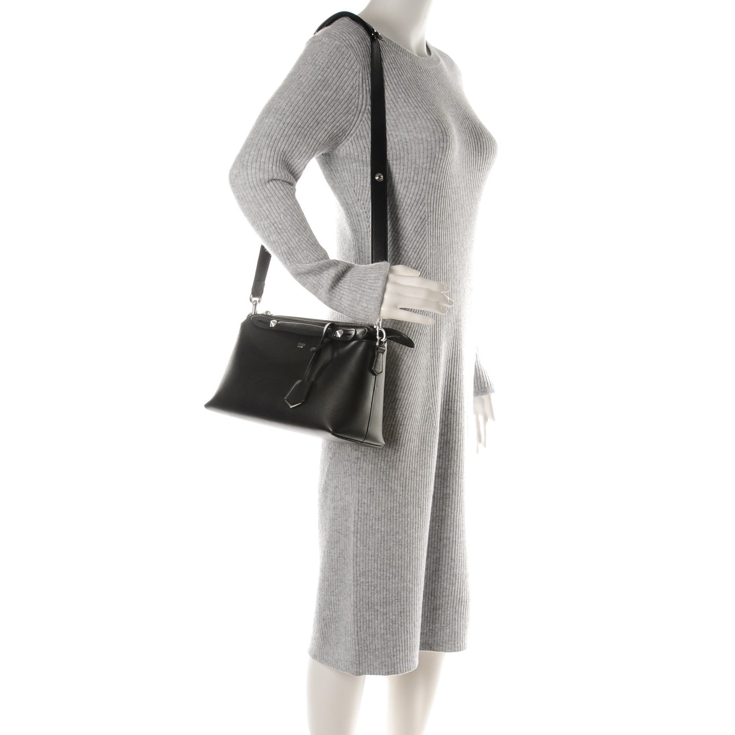 Fendi Vitello Dolce Medium By The Way Boston Bag Black 2 of 7