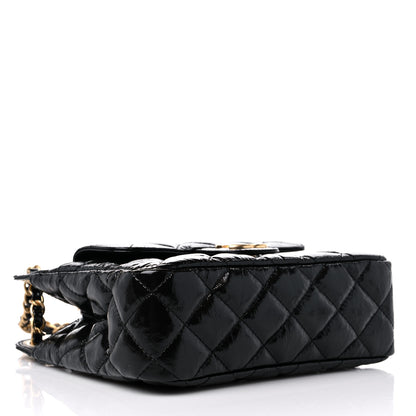 Chanel Shiny Crumpled Calfskin Quilted Small Wavy CC Hobo Black 4 of 10