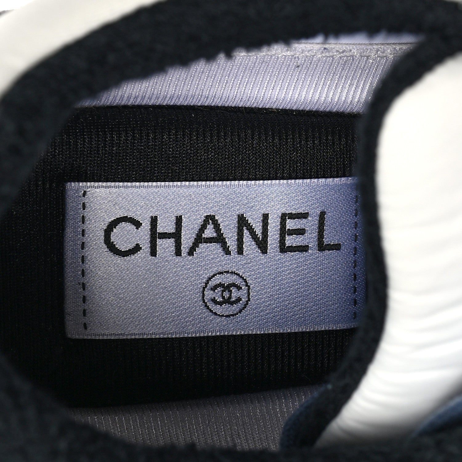 Chanel Nylon Calfskin Suede CC Womens Sneakers 39.5 Navy White Orange Black 7 of 7