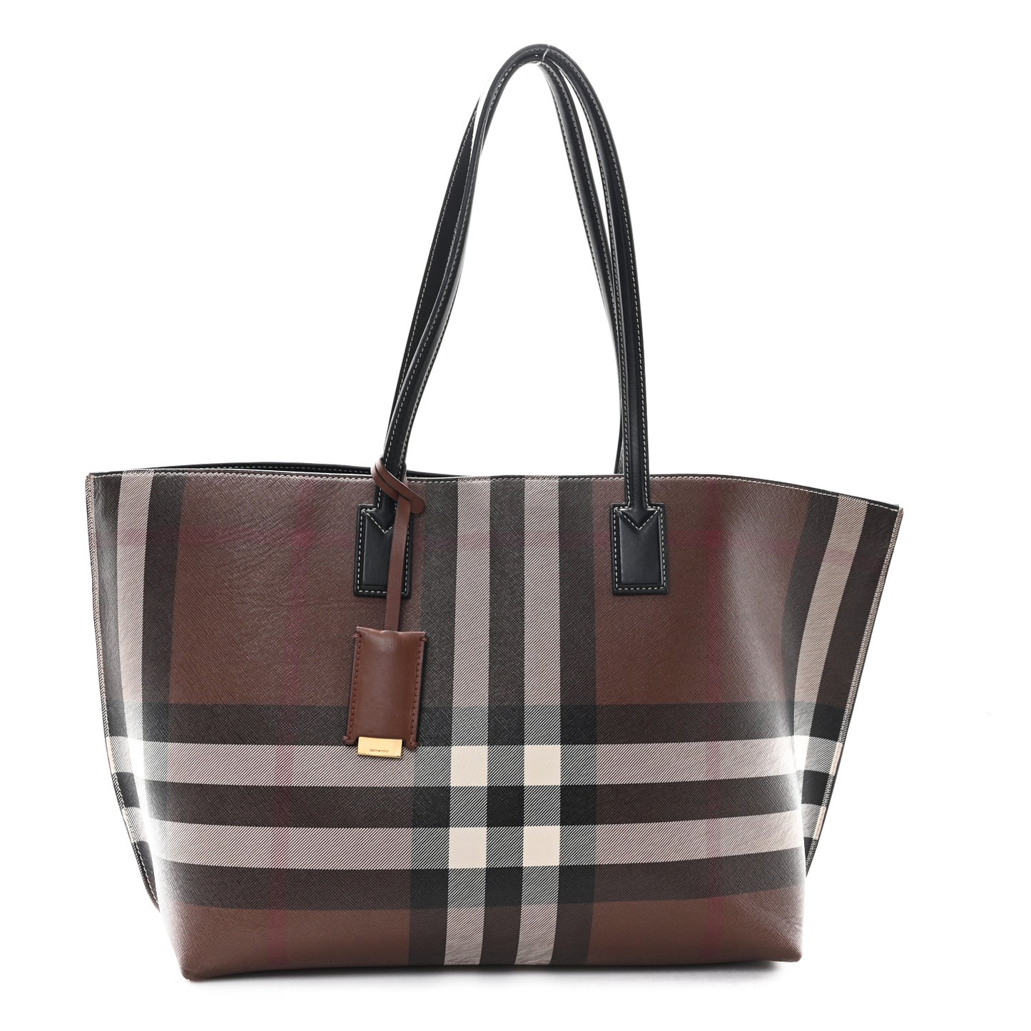 E-Canvas Check Medium Soft TB Tote Dark Birch Brown