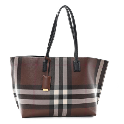 Burberry E-Canvas Check Medium Soft TB Tote Dark Birch Brown 1 of 9