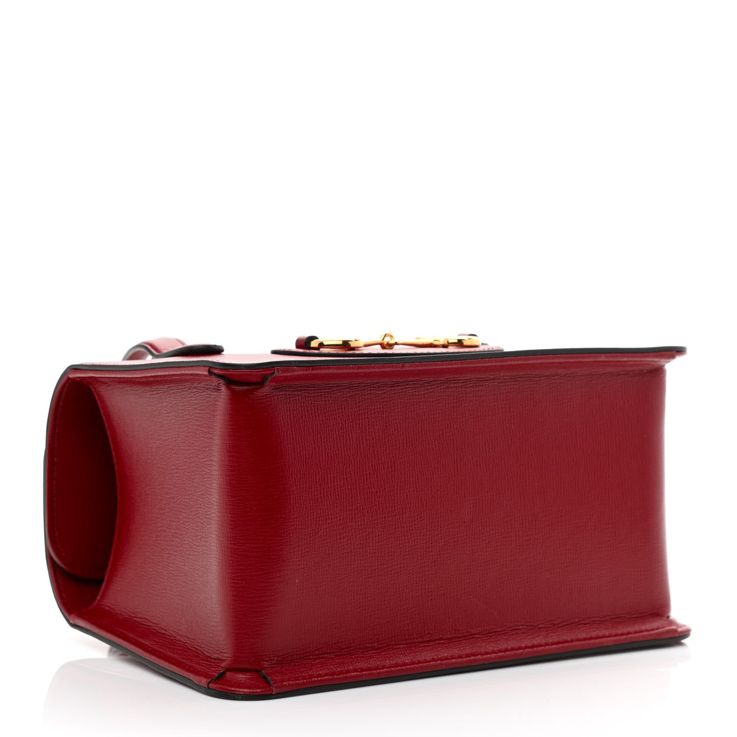Gucci Textured Calfskin Mini Horsebit 1955 Foldover Top Handle Bag Red 4 of 10