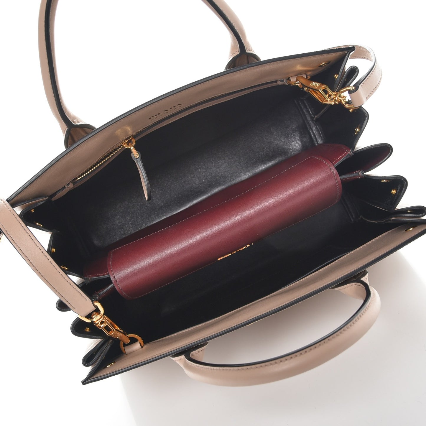 Saffiano City Calfskin Bibliothèque Top Handle Cammeo Granato