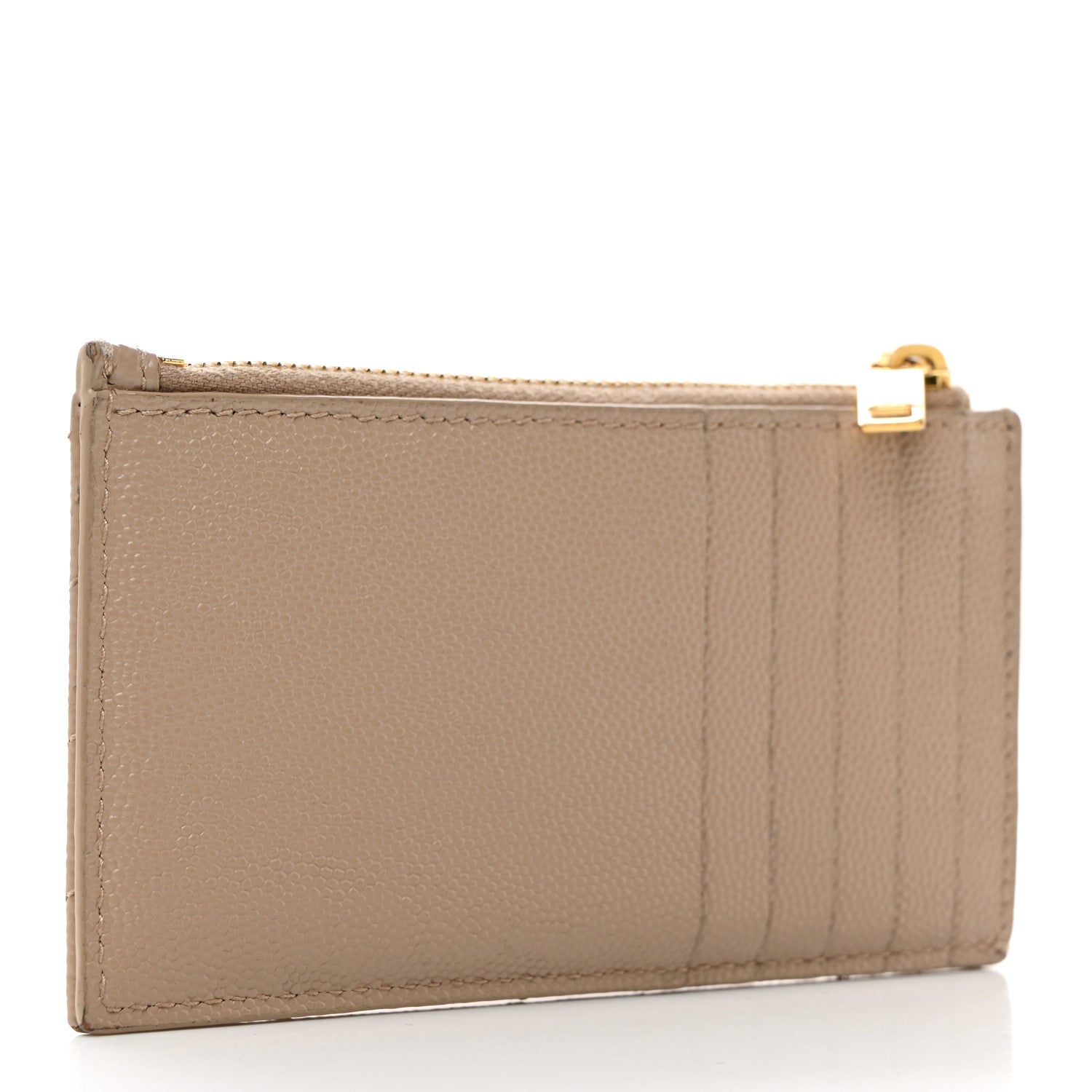 Saint Laurent Monogram Grain de Poudre 5 Fragments Zip Pouch Card Holder Dark Beige 3 of 7