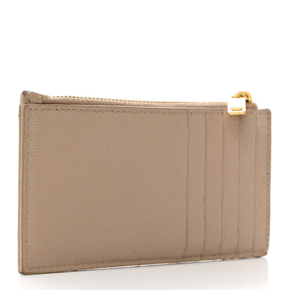 Saint Laurent Monogram Grain de Poudre 5 Fragments Zip Pouch Card Holder Dark Beige 3 of 7