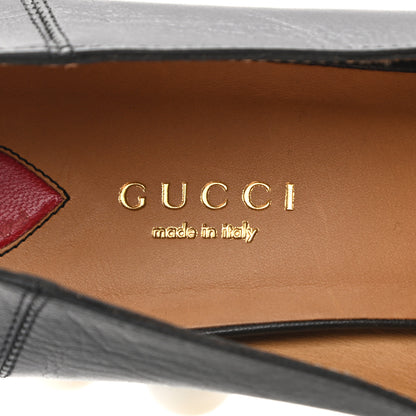 Gucci Malaga Kid Web Pearl Embellished Peyton 75mm Loafer Pumps 39.5 Black 7 of 10