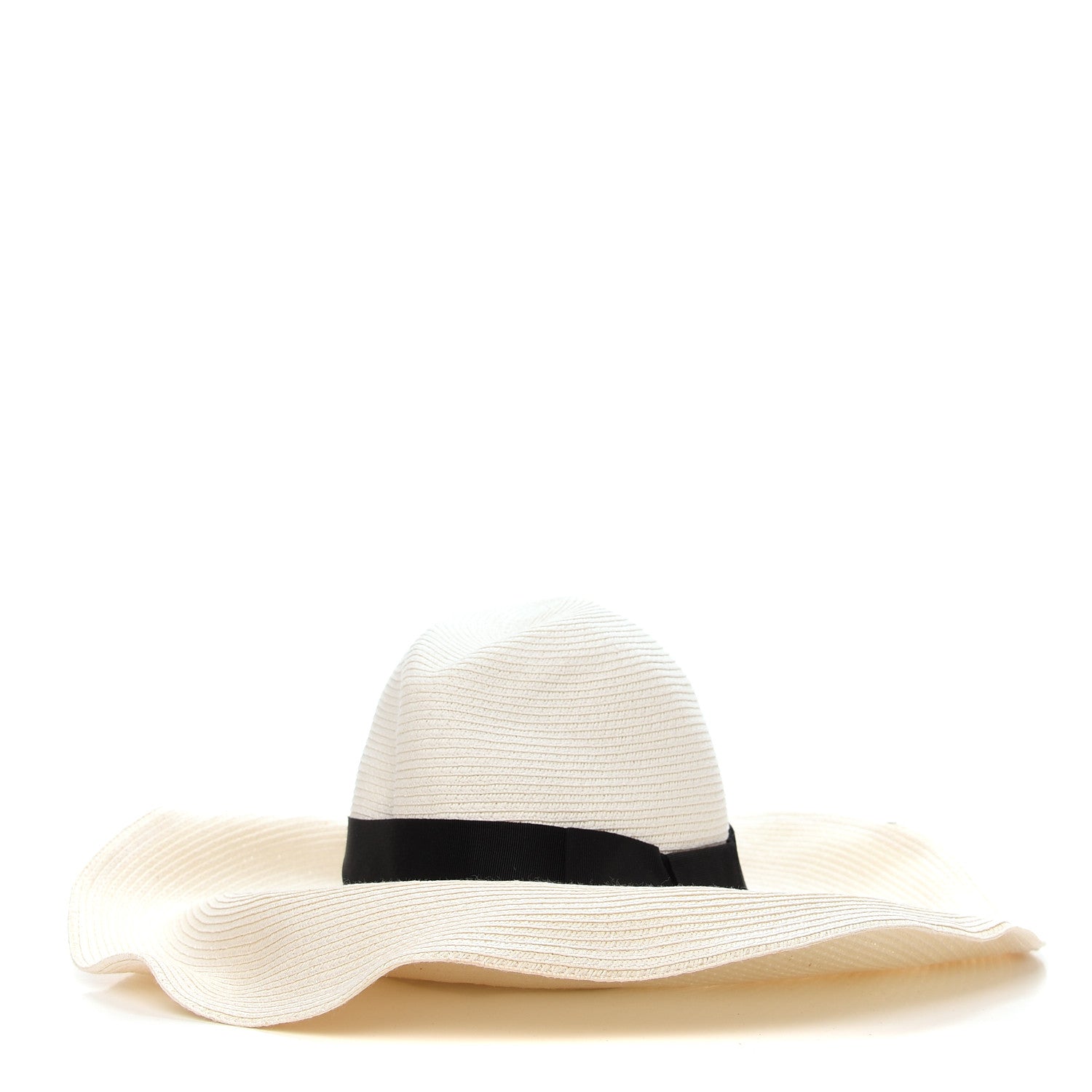 Gucci Straw Wide Brim Hat M Black Natural 1 of 7