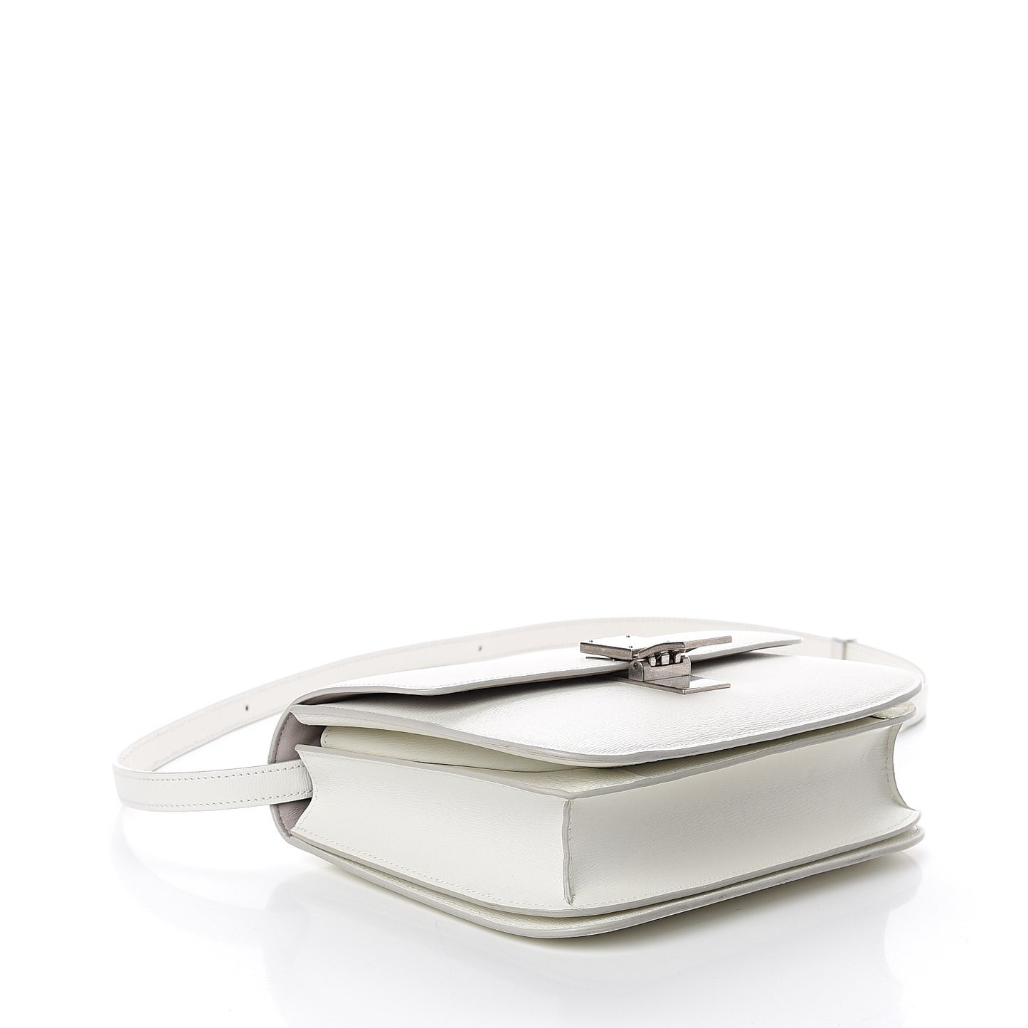 Liege Calfskin Medium Classic Box Flap Bag White