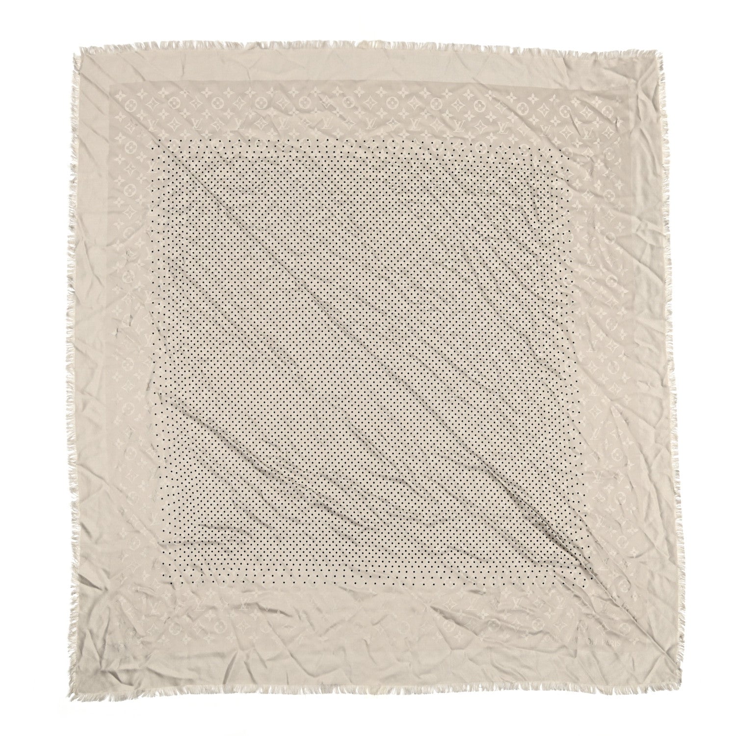Louis Vuitton Silk Wool Monogram Pois Shawl Beige 1 of 5