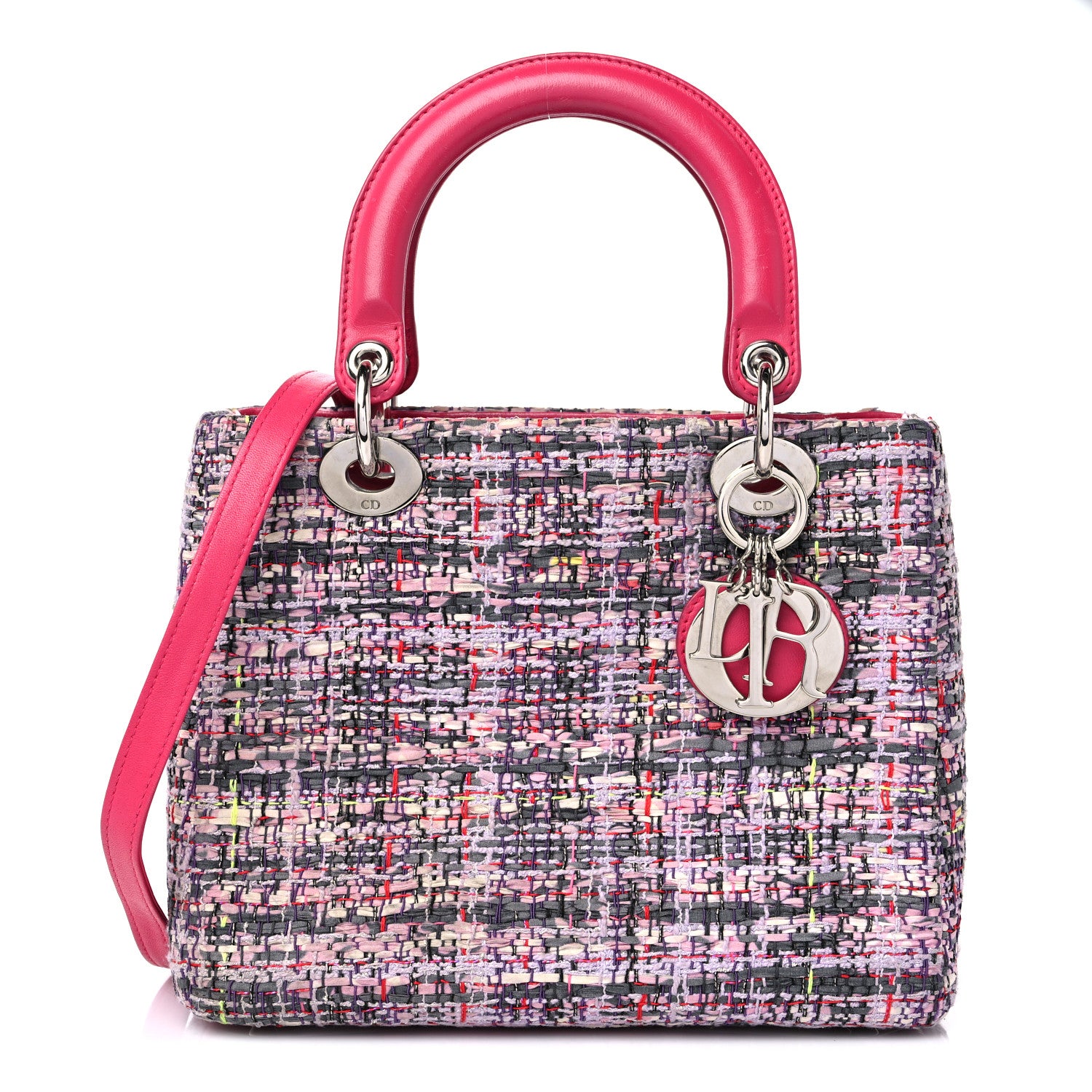 Christian Dior Tweed Medium Lady Dior Pink Multicolor 1 of 20