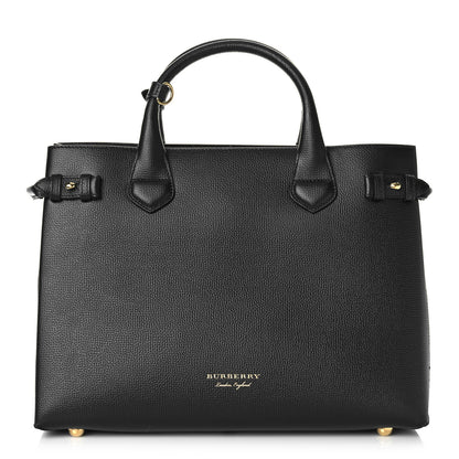 Burberry Grainy Calfskin House Check Medium Banner Tote Black 1 of 7