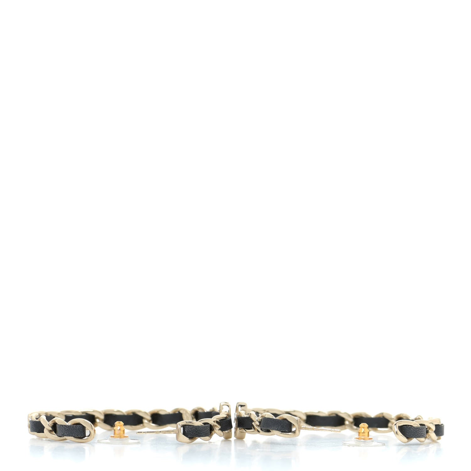 Chanel Lambskin CC Chain Hoop Earrings Gold Black 4 of 6