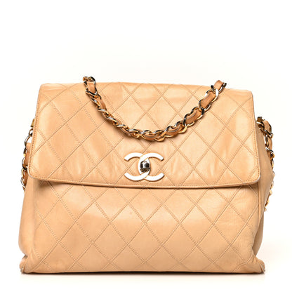 Chanel Lambskin Stitched Medium Single Flap Beige 1 of 16