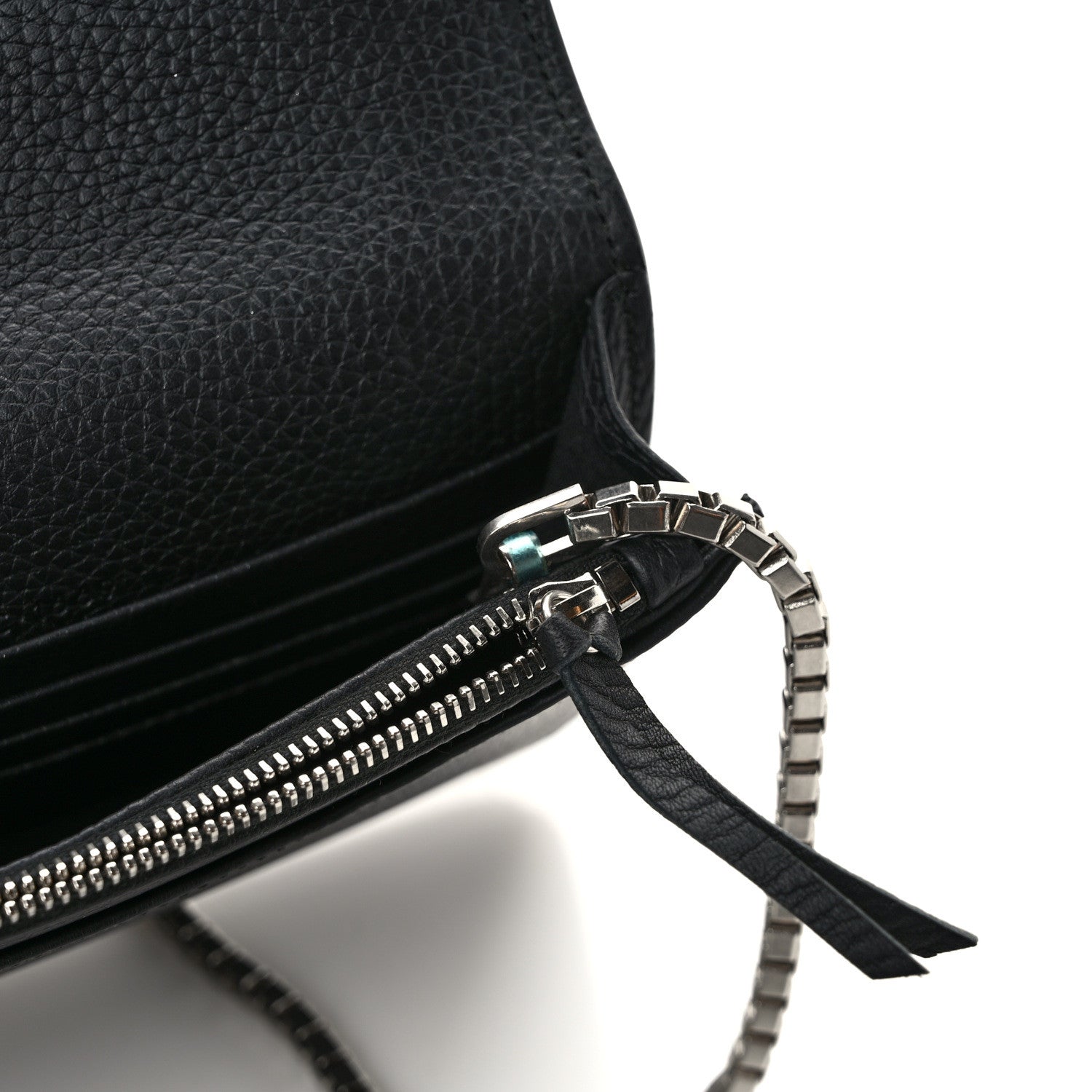 Balenciaga Grained Calfskin Classic Silver Hardware Wallet on Chain Black 12 of 12