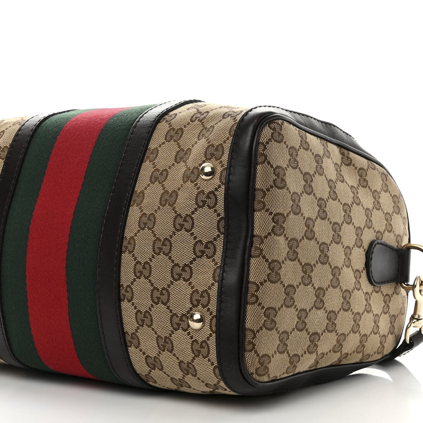 Monogram Selleria Calfskin Vintage Web Medium Boston Beige Ebony Cocoa