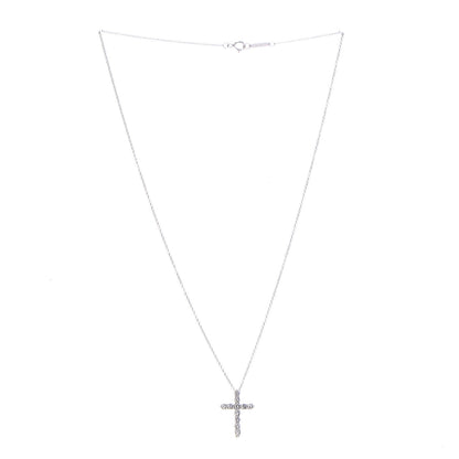 Tiffany Platinum Diamond Small Cross Pendant Necklace 3 of 5