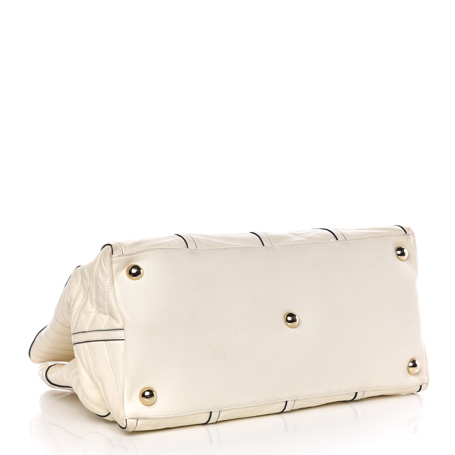 Lambskin Chevron Quilted Shopping Tote Ivory