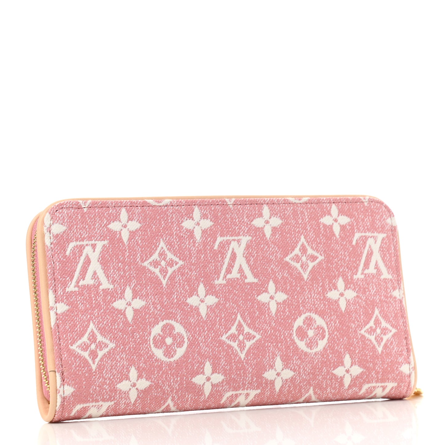 Denim Monogram Jacquard Zippy Wallet Pink