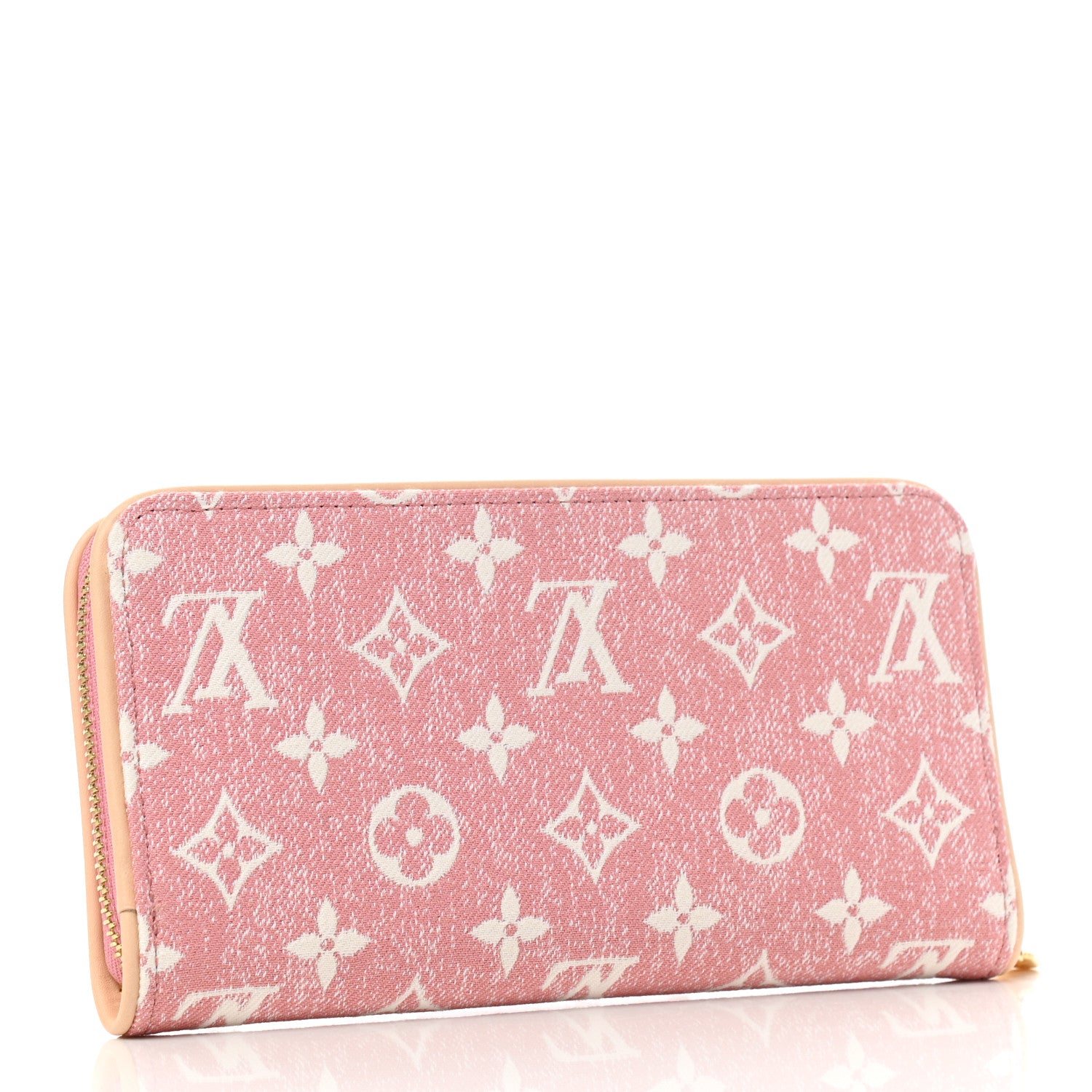 Louis Vuitton Denim Monogram Jacquard Zippy Wallet Pink 3 of 7