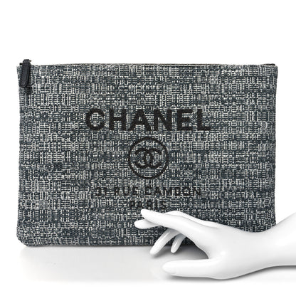 Chanel Canvas Medium Deauville Cosmetic Pouch Grey 2 of 9