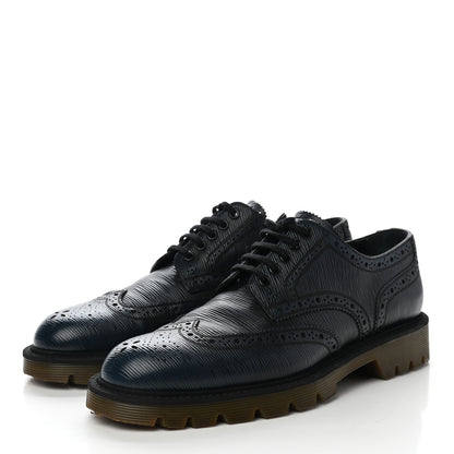 Louis Vuitton Epi Mens Voltaire Derby Shoes 7 Black Blue 3 of 8