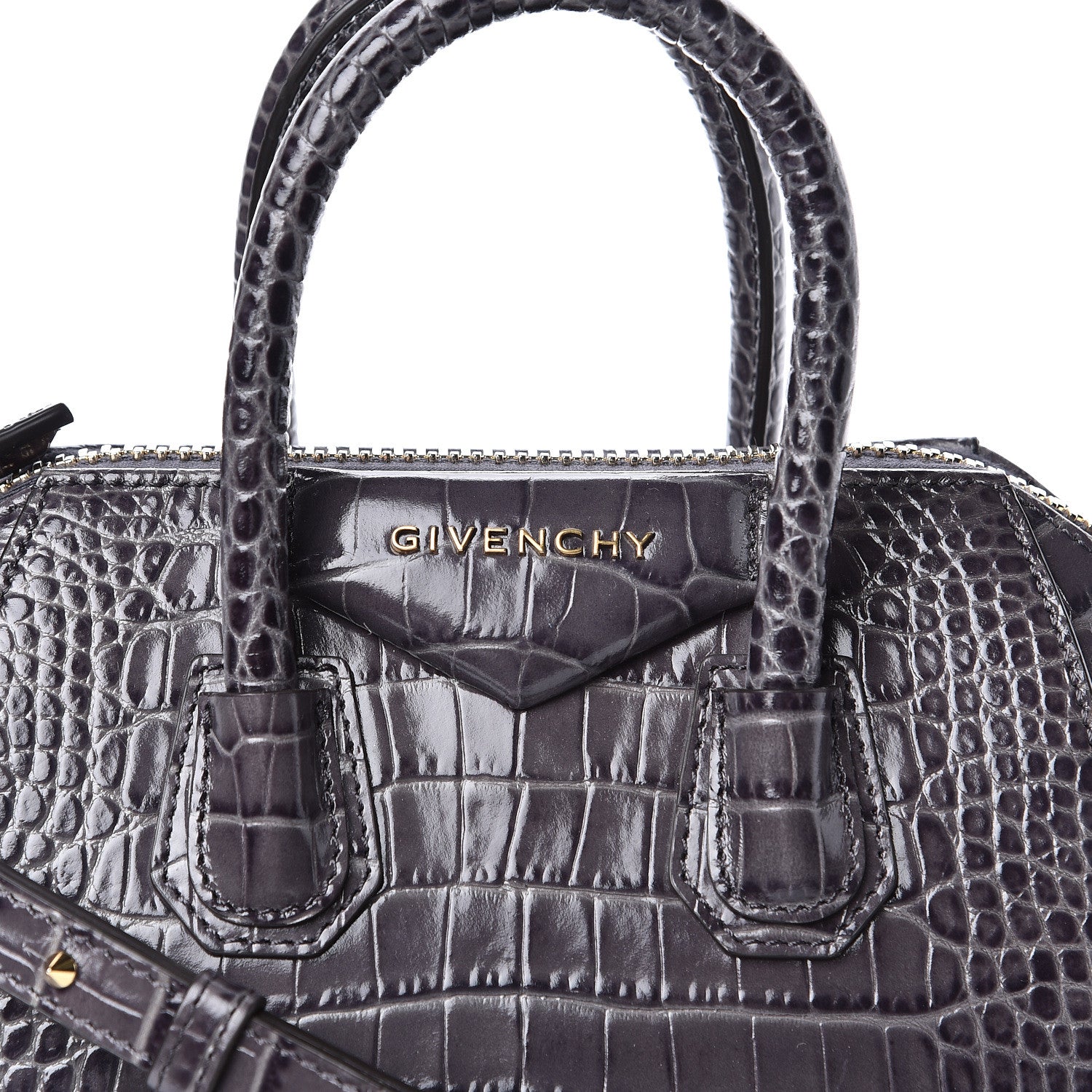 Givenchy Calfskin Crocodile Embossed Mini Antigona Storm Grey 10 of 10