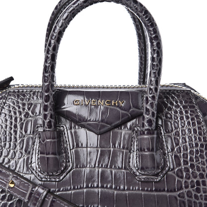 Givenchy Calfskin Crocodile Embossed Mini Antigona Storm Grey 10 of 10