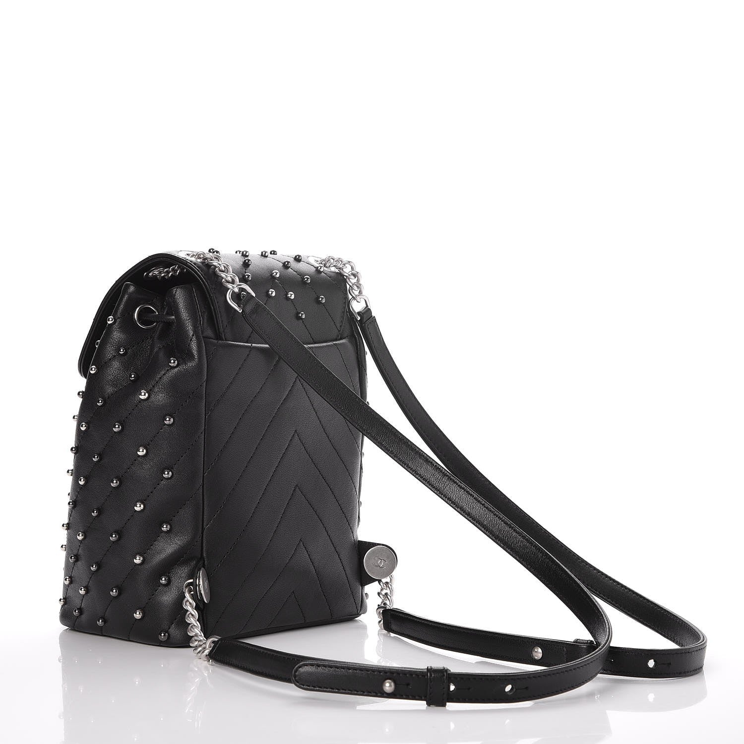 Chanel Lambskin Chevron Quilted Studded Stud Wars Backpack Black 3 of 8