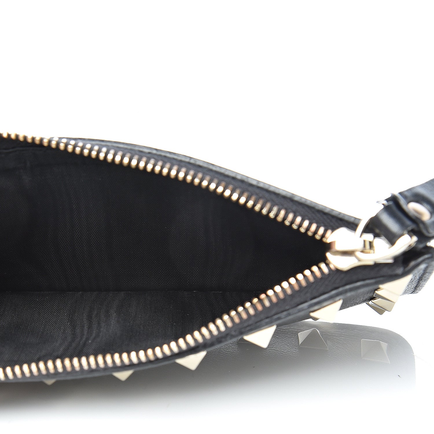 Valentino Garavani Vitello Rockstud Key Coin Case Card Holder Black 4 of 8