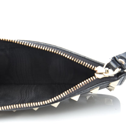 Valentino Garavani Vitello Rockstud Key Coin Case Card Holder Black 4 of 8